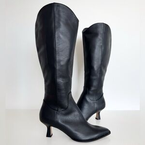 Dolce Vita Annika Knee High Boots Kitten Heel Black Leather Western